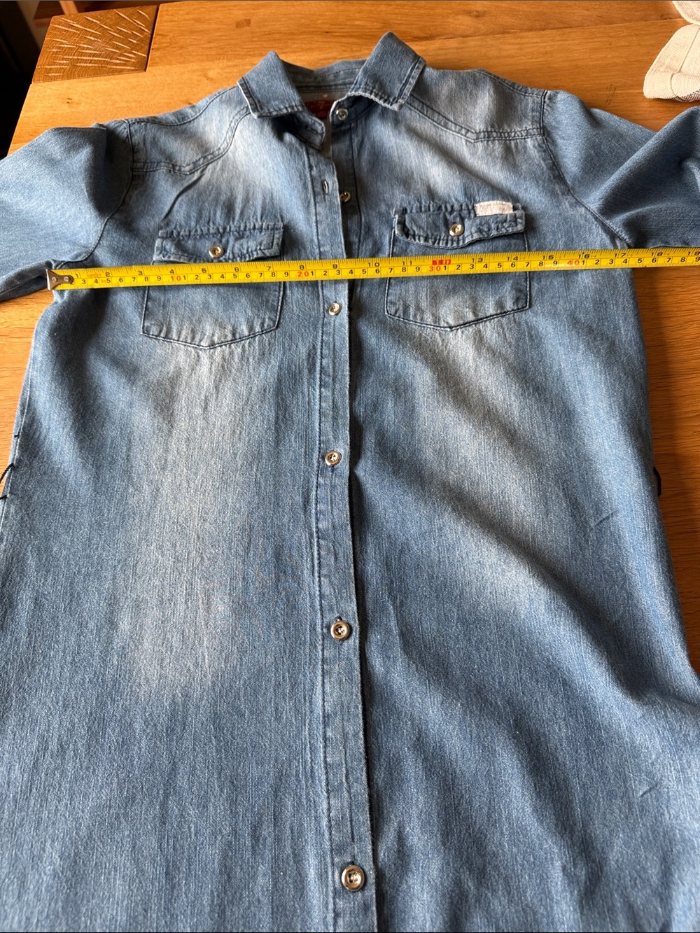 7 For All Mankind Light Blue Denim Button-Down Mini Dress - Picture 12 of 14